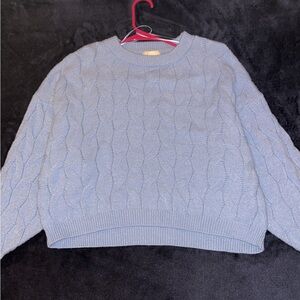 Pink Rose Light Blue Cable Knit Sweater